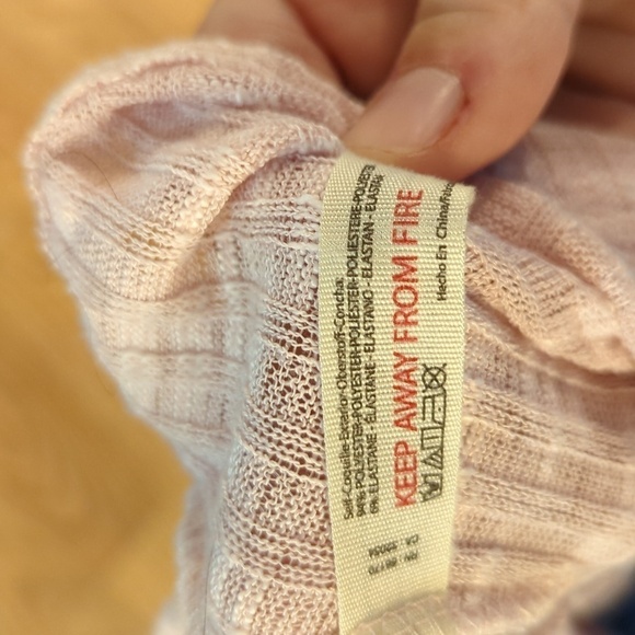 Free People Intimately Aura pink ribbed thermal-style crewneck shirt size medium - Picture 6 of 7